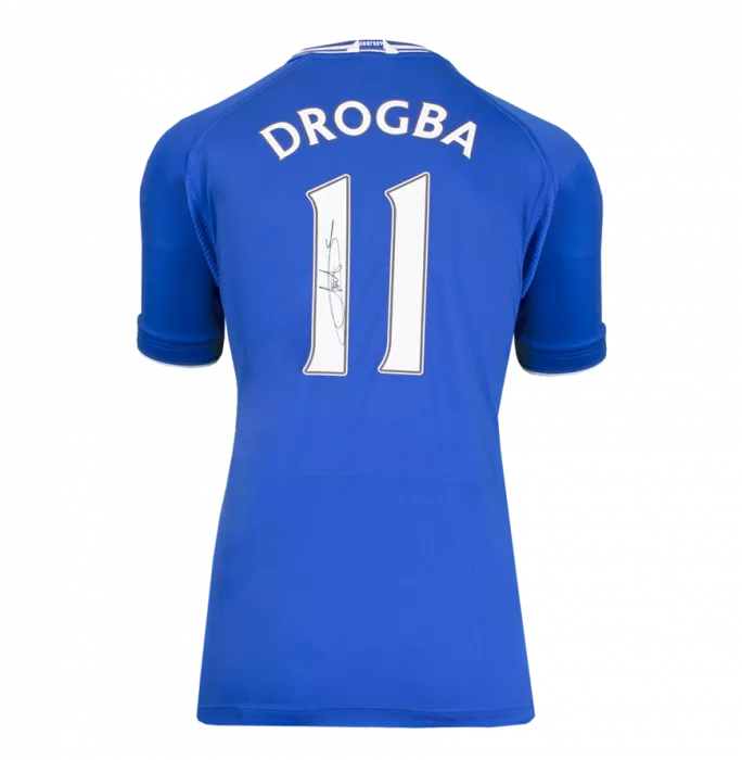 Icons Didier Drogba Back Signed Chelsea Retro Home Shirt In Classic Frame