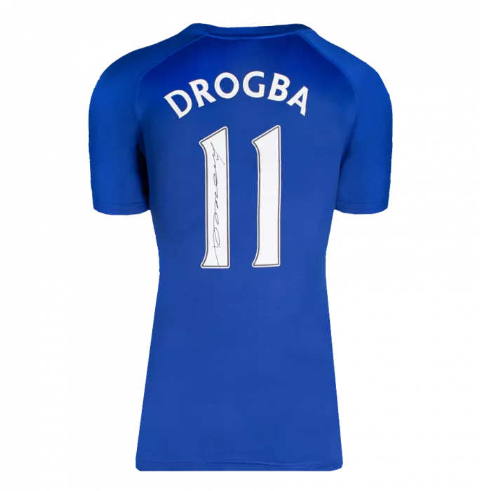 Icons Didier Drogba Back Signed Chelsea T-Shirt With Fan Style Numbers In Classic Frame