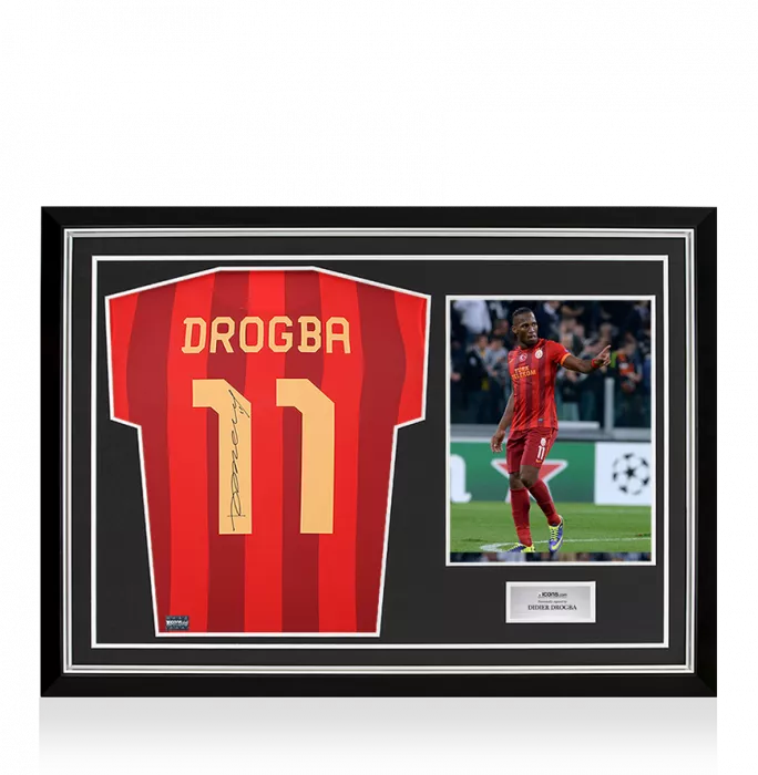 icons Didier Drogba Back Signed Galatasaray 2013-14 Third Shirt In Hero Frame: Option 1