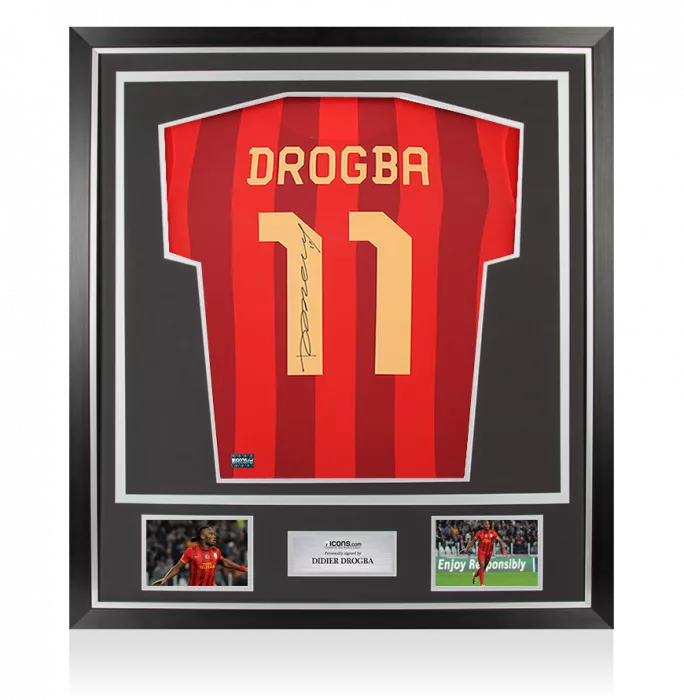 icons Didier Drogba Back Signed Galatasaray 2013-14 Third Shirt In Classic Frame