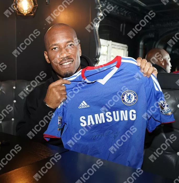 Icons Didier Drogba Front Signed Chelsea 2010-11 Home Shirt In Hero Frame: Option 1