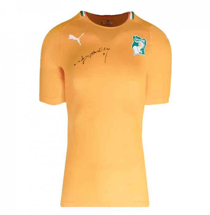 Icons Didier Drogba Front Signed Ivory Coast 2022 Home Shirt In Classic Frame