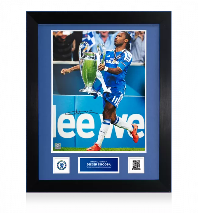 icons Didier Drogba Official Chelsea FC Signed and Framed Photo: 2012 UEFA Champions League Winner