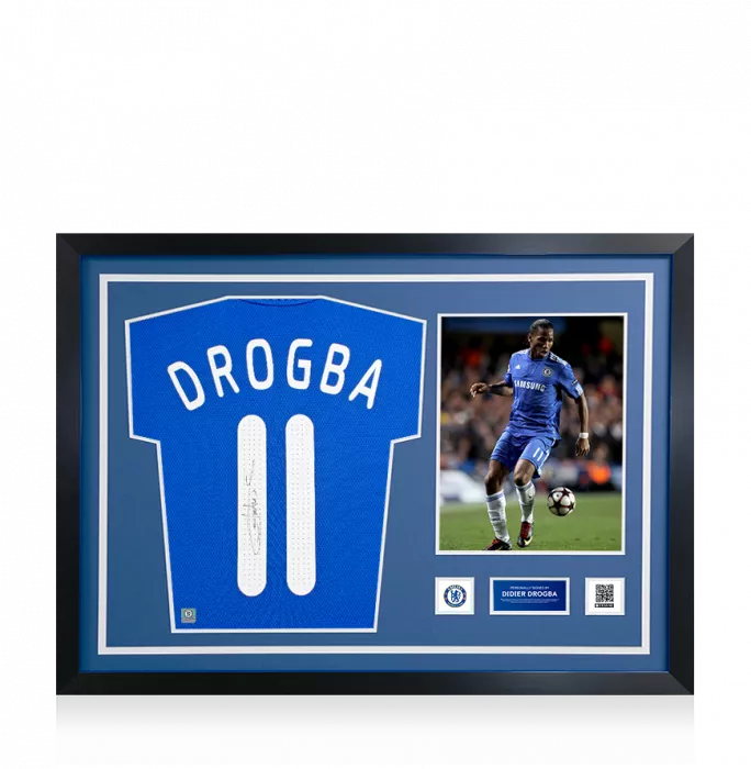 icons Didier Drogba Official Chelsea FC Signed and Framed Chelsea 2009-10 Home Shirt