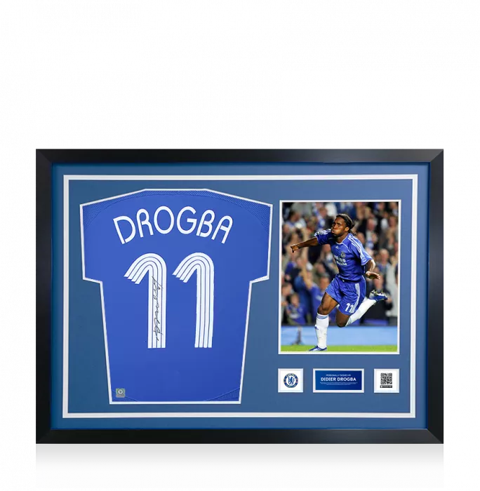 icons Didier Drogba Official Chelsea FC Signed and Framed Chelsea 2006-08 Home Shirt