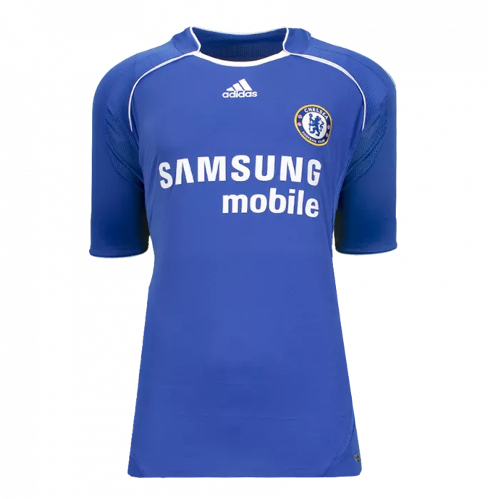 Icons Didier Drogba Official UEFA Champions League Back Signed And Hero Framed Chelsea 2006-08 Home Shirt With Fan Style Number