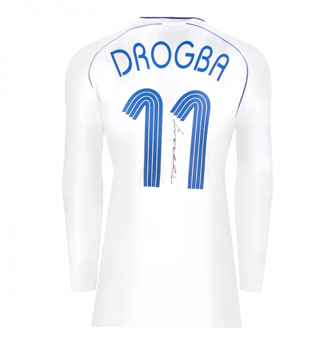 Icons Didier Drogba Official UEFA Champions League Back Signed And Hero Framed Chelsea 2006-07 Away Shirt