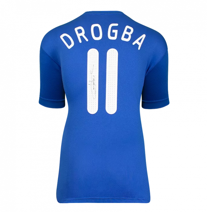 Icons Didier Drogba Official UEFA Champions League Back Signed And Hero Framed Chelsea 2009-10 Home Shirt