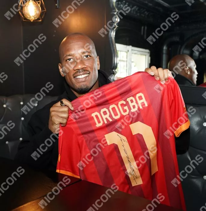 Icons Didier Drogba Official UEFA Champions League Back Signed And Framed Galatasaray 2013-14 Third Shirt