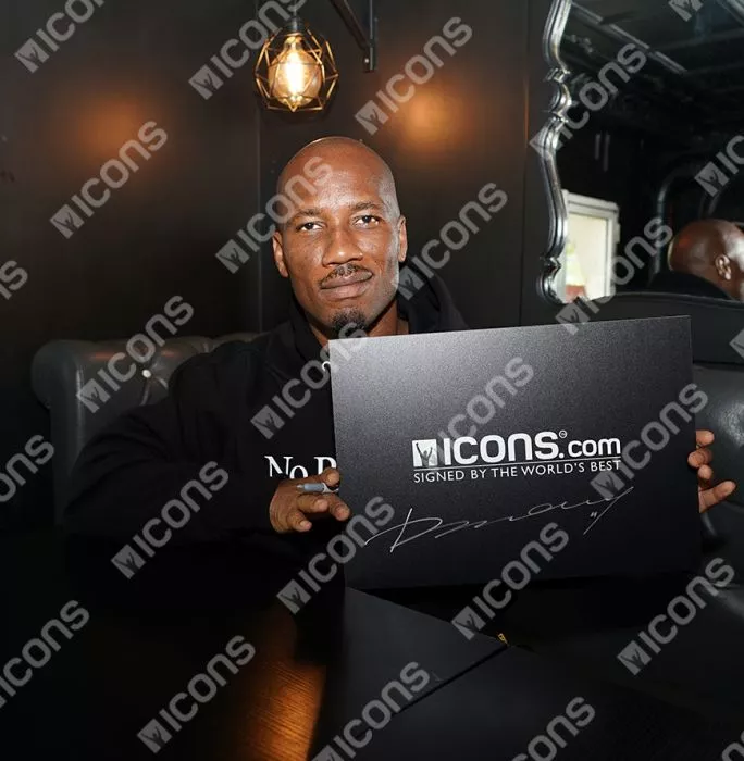 Icons Didier Drogba Official UEFA Champions League Signed Nike Vapor Boot In Photo Acrylic Case: Option 1