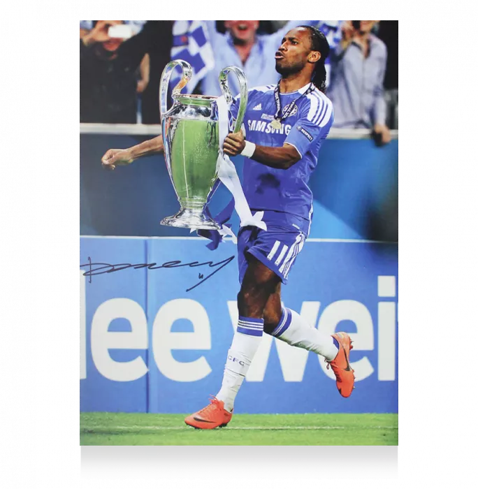 Icons Didier Drogba Official UEFA Champions League Signed And Framed Chelsea Photo: UEFA Champions League Winner