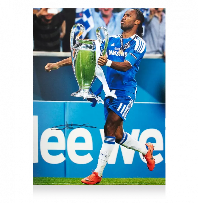 Icons Didier Drogba Signed Chelsea FC Photo In Premium Photo Frame: 2012 UEFA Champions League Winner