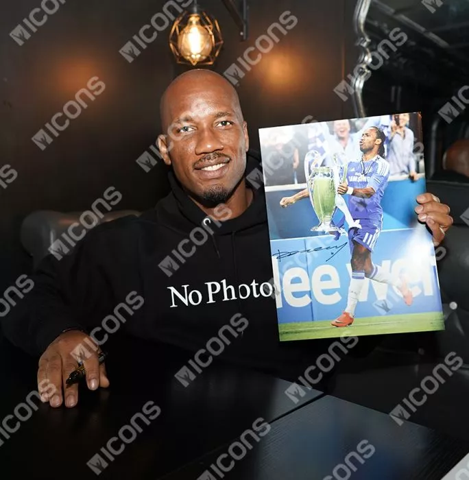 Icons Didier Drogba Signed Chelsea Photo In Premium Photo Frame: UEFA Champions League Winner