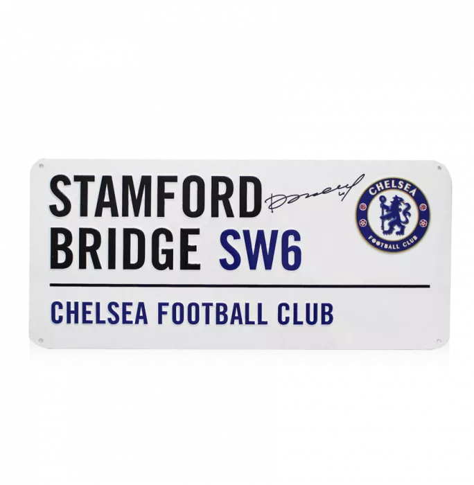 icons Didier Drogba Signed Chelsea Stamford Bridge Road Sign