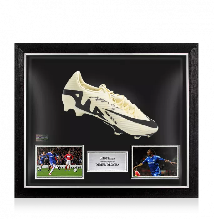 icons Didier Drogba Signed Nike Vapor Boot In Bubble Frame: Option 1