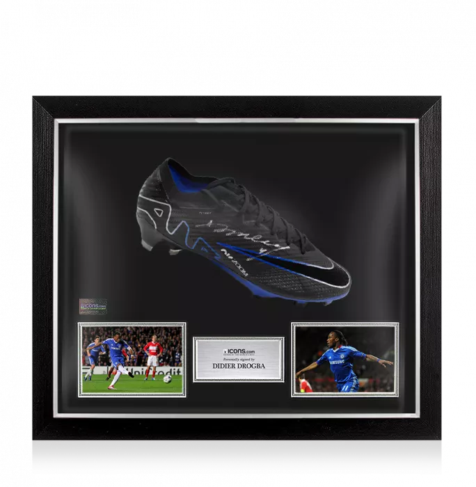 icons Didier Drogba Signed Nike Vapor Elite Boot In Bubble Frame: Option 1