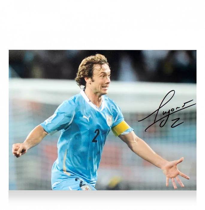 Icons Diego Lugano Signed Uruguay Photo In Black Wooden Frame