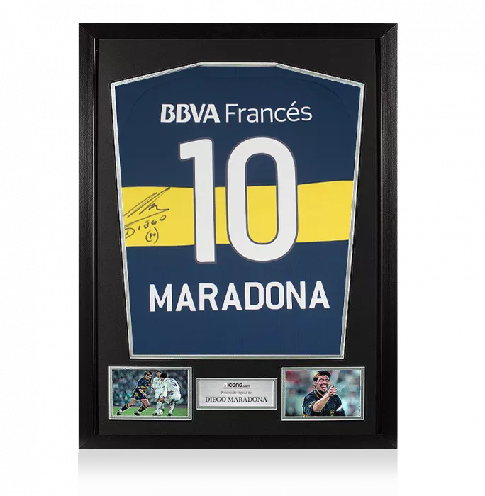 Icons Diego Maradona Back Signed Modern Boca Juniors Home Shirt In Classic Frame