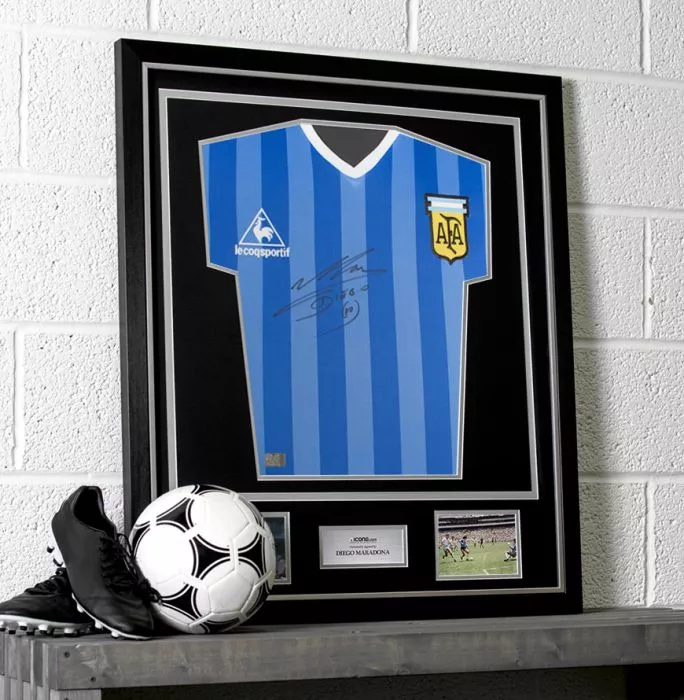 Icons Diego Maradona Front Signed Argentina 1986 Away Shirt In Classic Frame