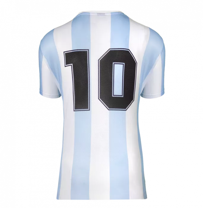 Icons Diego Maradona Front Signed Retro Le Coq Sportif Argentina Home Shirt In Classic Frame