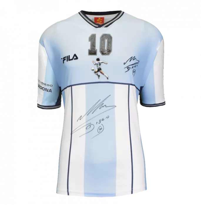 Icons Diego Maradona Front Signed Testimonial Shirt In Hero Frame: Homenaje A Diego