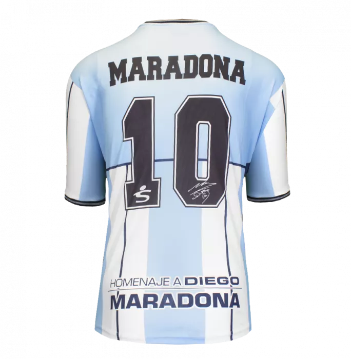 Icons Diego Maradona Front Signed Testimonial Shirt In Hero Frame: Homenaje A Diego