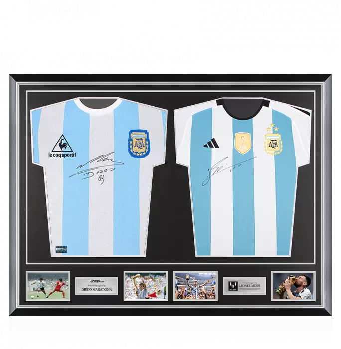 icons Diego Maradona & Lionel Messi Signed Argentina Shirts In Classic Dual Frame