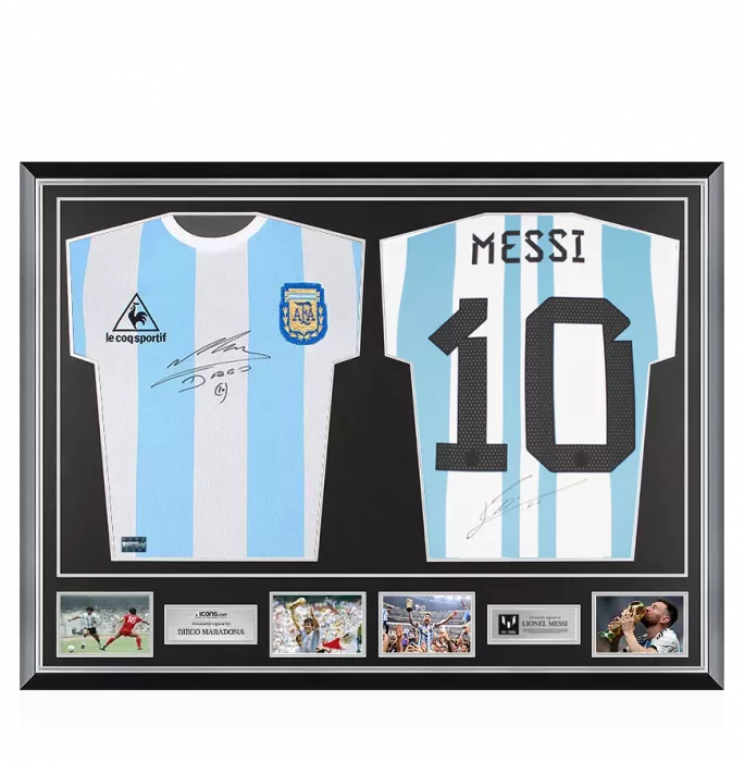 icons Diego Maradona & Lionel Messi Signed Argentina Shirts In Classic Dual Frame