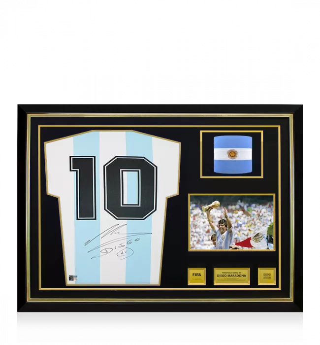 icons Diego Maradona Official 1986 FIFA World Cup™ Back Signed and Framed Argentina 1986 Home Shirt: 1986 FIFA World Cup Winning Captain Edition