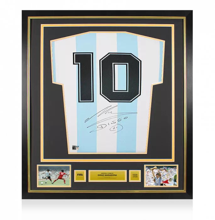 icons Diego Maradona Official 1986 FIFA World Cup™ Back Signed and Framed Argentina 1986 Home Shirt