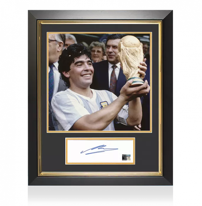 icons Diego Maradona Official FIFA World Cup Signed and Framed Card: 1986 Champion