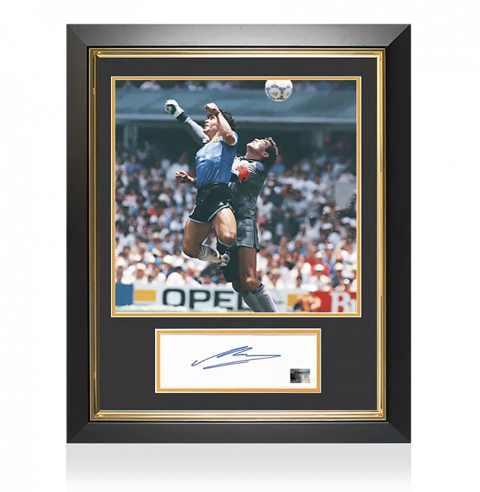 icons Diego Maradona Official FIFA World Cup Signed and Framed Card: Iconic Hand of God Goal