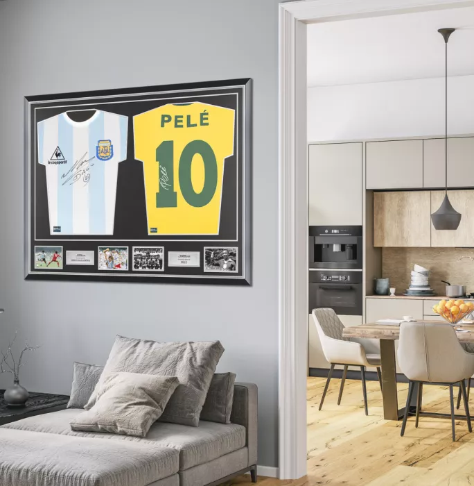 Icons Diego Maradona Signed Argentina & Pele Signed Brazil Shirts In Classic Dual Frame