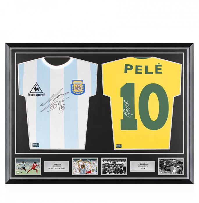 icons Diego Maradona Signed Argentina & Pele Signed Brazil Shirts In Classic Dual Frame