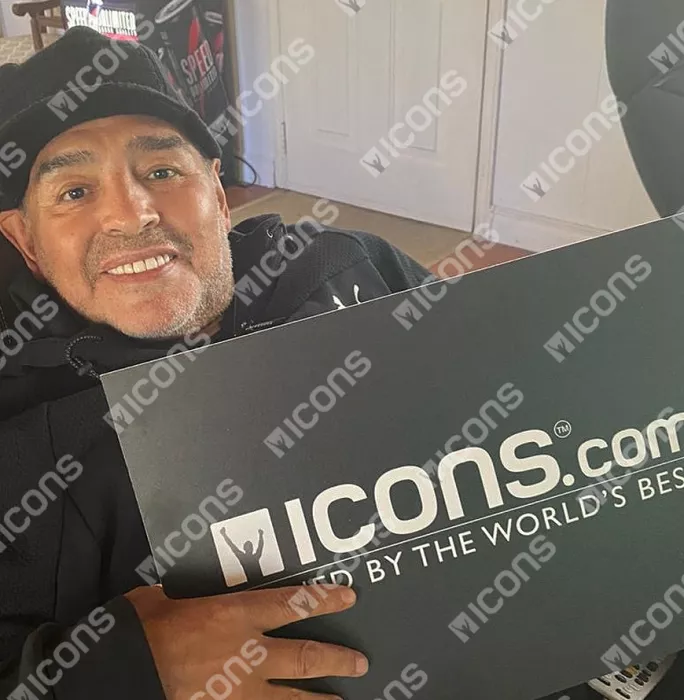 Icons Diego Maradona Signed Argentina Photo In Black Wooden Frame: Iconic 1986 Goal Vs England