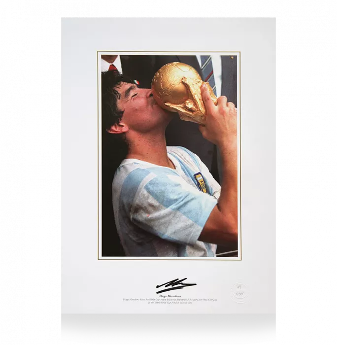 icons Diego Maradona Signed Argentina Print: 1986 FIFA World Cup Winner