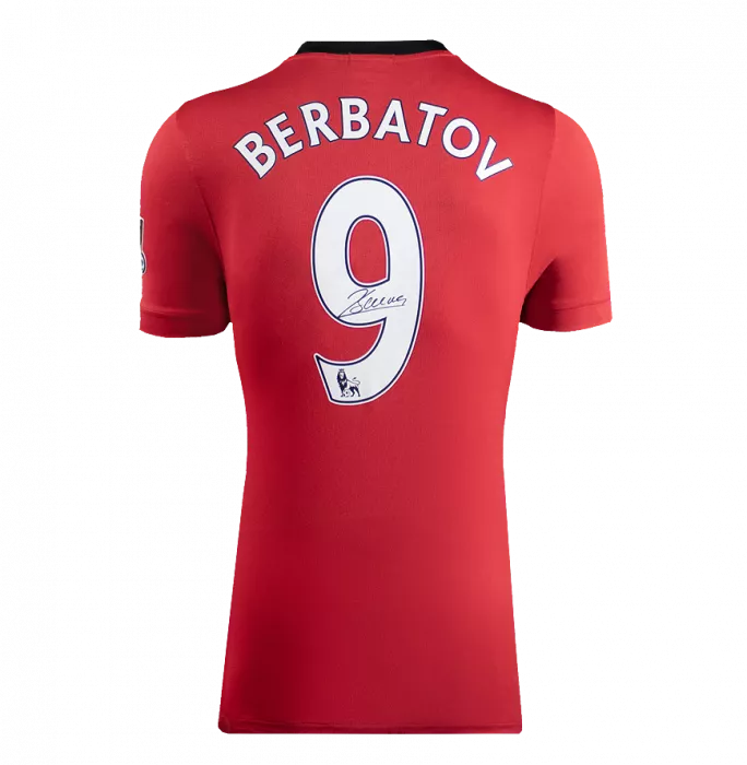 Icons Dimitar Berbatov Back Signed Manchester United 2009-10 Home Shirt In Hero Frame: Option 1