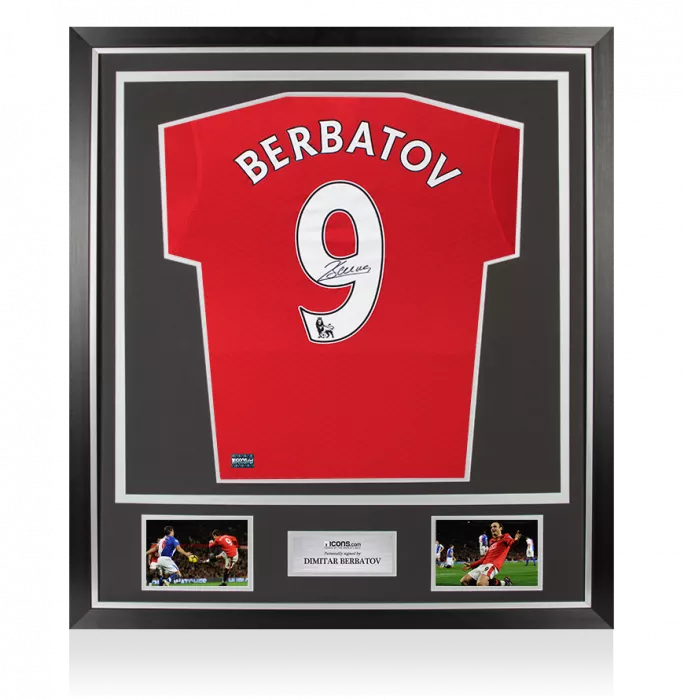 icons Dimitar Berbatov Back Signed Manchester United 2009-10 Home Shirt In Classic Frame