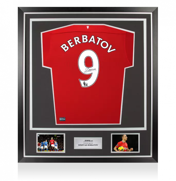 icons Dimitar Berbatov Back Signed Manchester United 2011-12 Home Shirt In Classic Frame