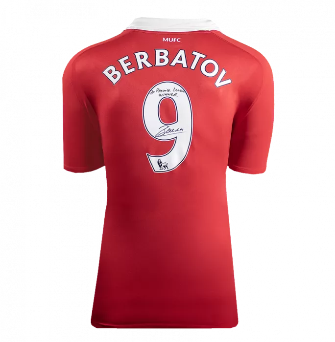 Icons Dimitar Berbatov Back Signed Manchester United 2010-11 Home Shirt: 2x Premier League Winner Inscription In Hero Frame: Option 1