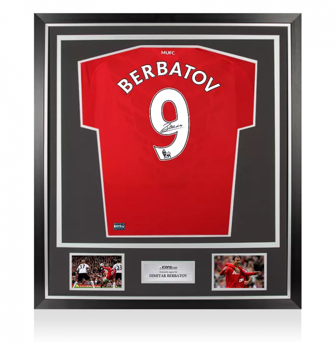 icons Dimitar Berbatov Back Signed Manchester United 2010-11 Home Shirt In Classic Frame