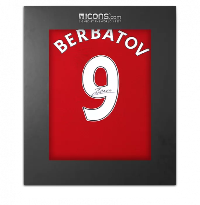 icons Dimitar Berbatov Back Signed Manchester United 2016-17 Home Shirt In Deluxe Packaging