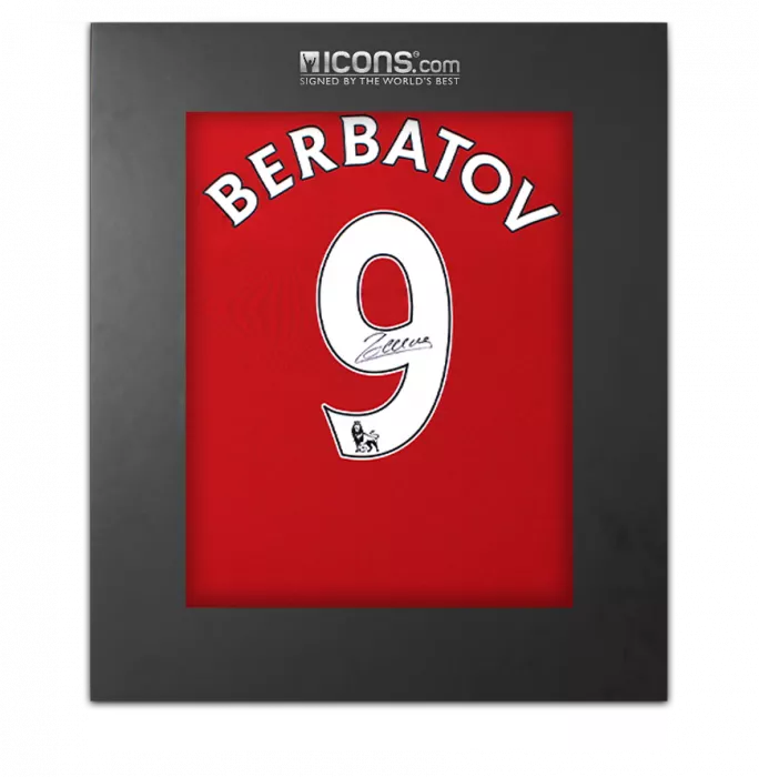 icons Dimitar Berbatov Back Signed Manchester United 2011-12 Home Shirt In Deluxe Packaging