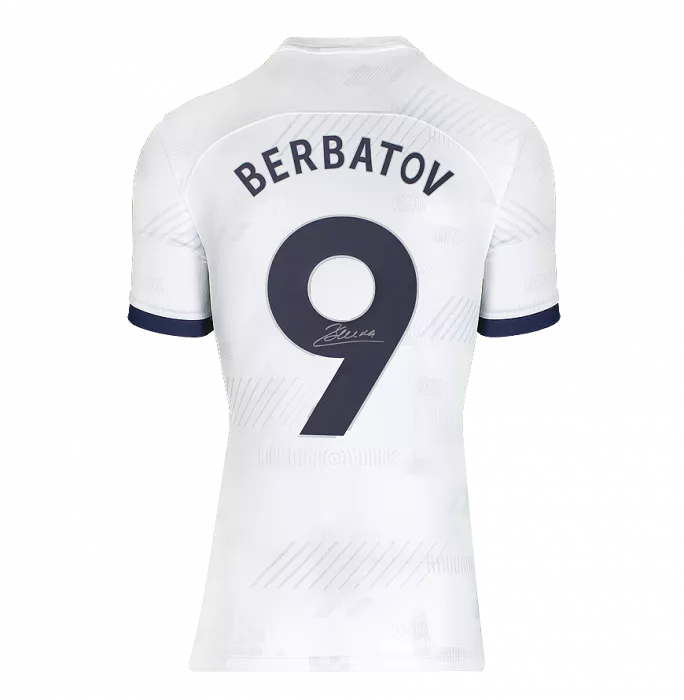 Icons Dimitar Berbatov Back Signed Tottenham Hotspur 2023-24 Home Shirt With Fan Style Number In Hero Frame: Option 1