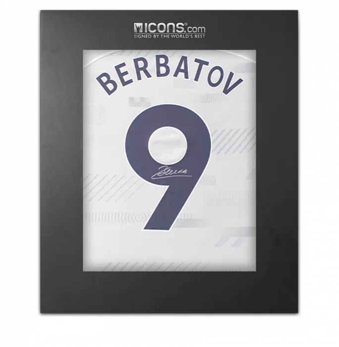 icons Dimitar Berbatov Back Signed Tottenham Hotspur 2023-24 Home Shirt with Fan Style Number In Deluxe Packaging