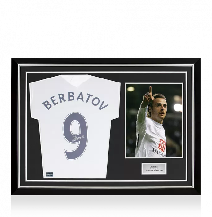 icons Dimitar Berbatov Back Signed Tottenham Hotspur 2021-22 Home Shirt In Hero Frame: Option 1