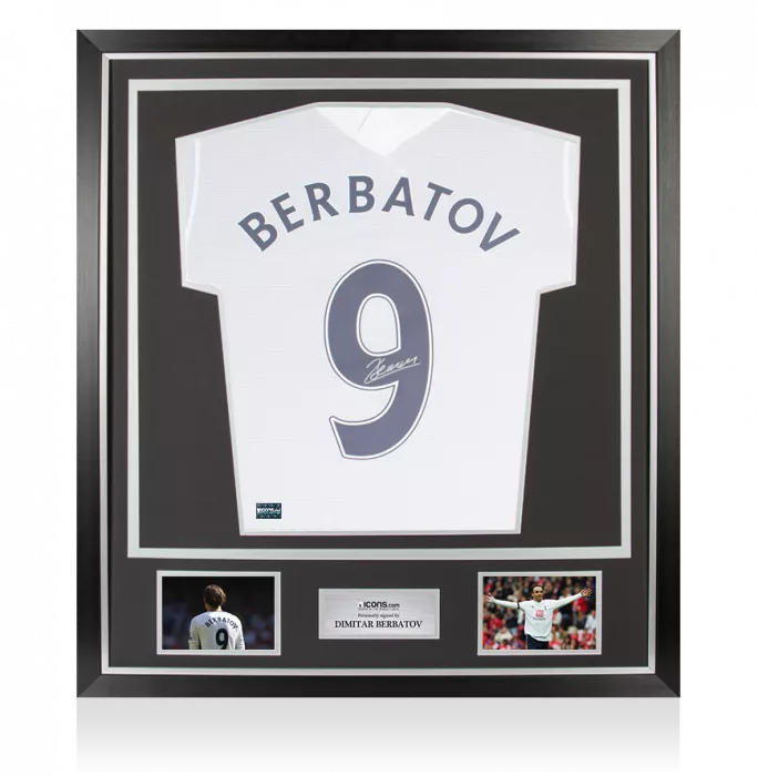 icons Dimitar Berbatov Back Signed Tottenham Hotspur 2021-22 Home Shirt In Classic Frame