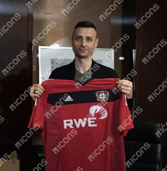 Icons Dimitar Berbatov Front Signed Bayer 04 Leverkusen 2002-04 Home Shirt In Hero Frame: Option 1