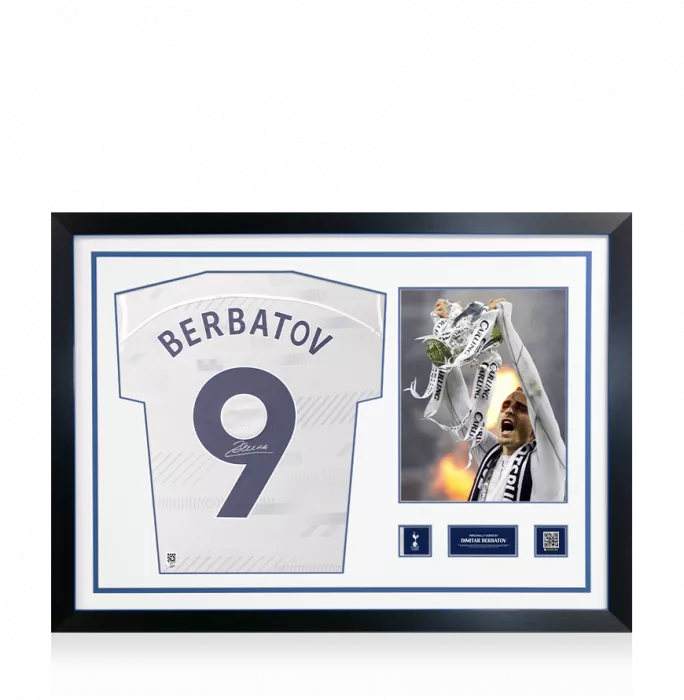 Icons Dimitar Berbatov Official Tottenham Hotspur Signed And Framed 2023-24 Home Shirt