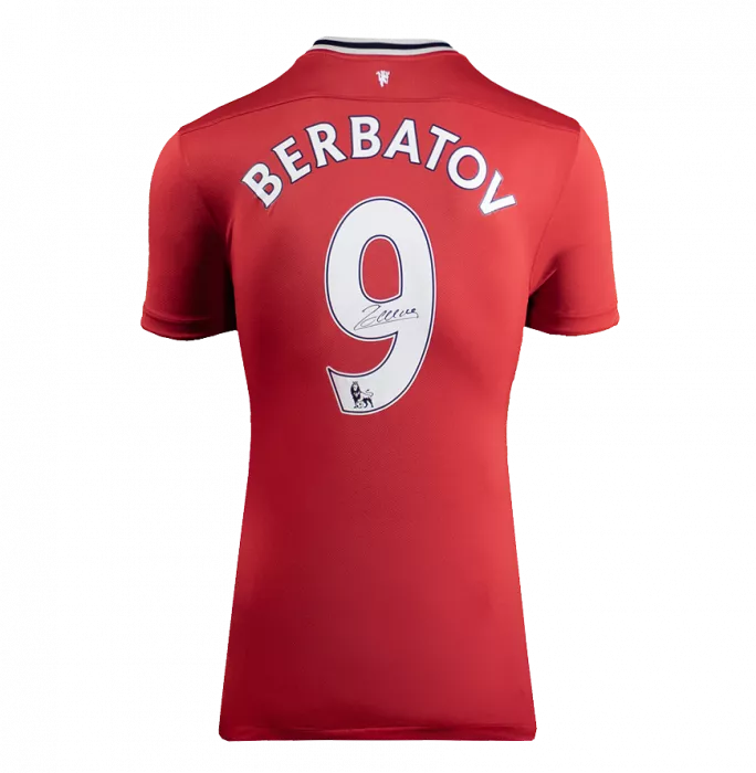 Icons Dimitar Berbatov Official UEFA Champions League Back Signed And Framed Manchester United 2011-12 Home Shirt